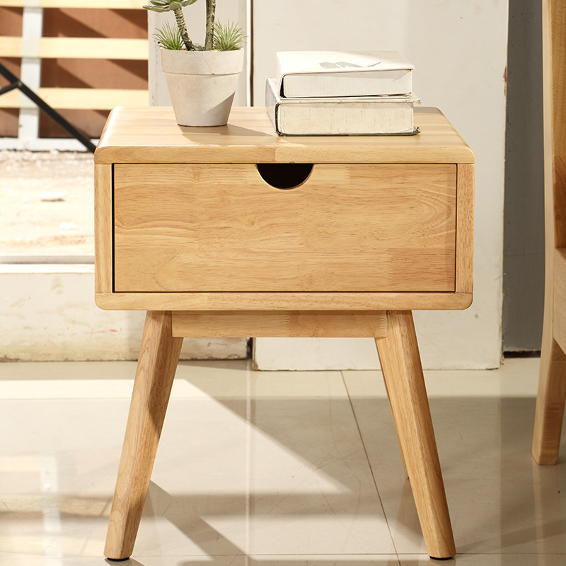 Fabricante al por mayor mesas de cabecera de madera sólida simple nórdico pequeño tipo de casa dormitorio gabinete de cabecera de habitación casera armario de almacenamiento