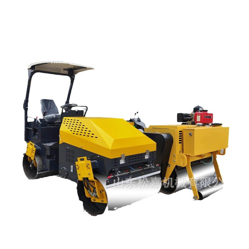 Mini rodillo de carretera tipo andar de mano tipo conductor de rueda de acero única y doble césped verde compactor