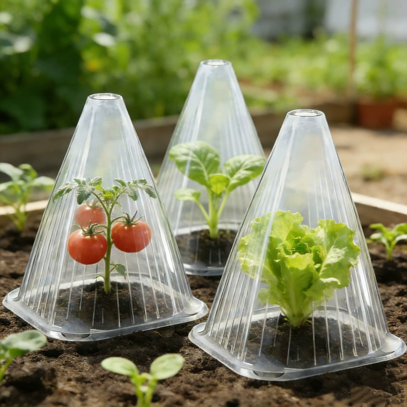 Защитный конусообразный чехол из ПЭТ для рассады, ветрозащитный, водонепроницаемый и утепляющий, прозрачный, с высокой степенью прозрачности и теплоизоляцией.