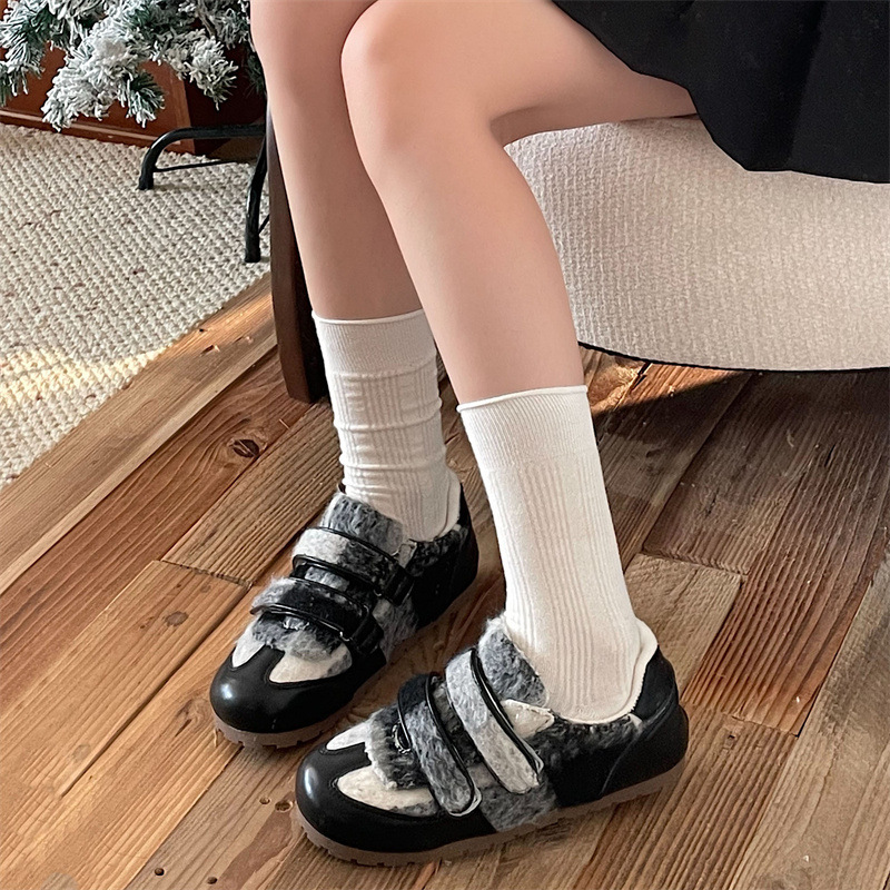 白色奶油泡芙魔术贴小白鞋女2025新款秋季时尚休闲平底百搭德训鞋|undefined