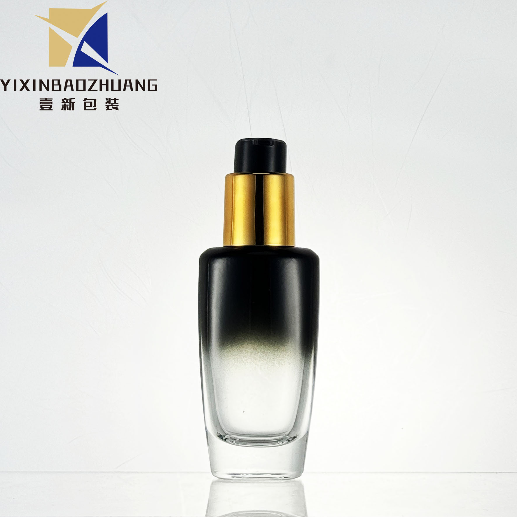 푸시 펌프가 있는 50ml, 투명 병, 유리