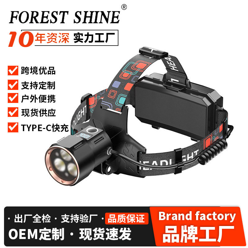 Transfronterizo nuevo faro al aire libre camping montañismo lámpara de emergencia inducción telescópica luz de advertencia de zoom luz de pesca nocturna