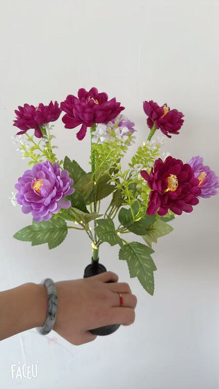 led太阳能灯地插灯彼岸花百合花玫瑰花仿真花蒲公英草坪铜线灯串|undefined
