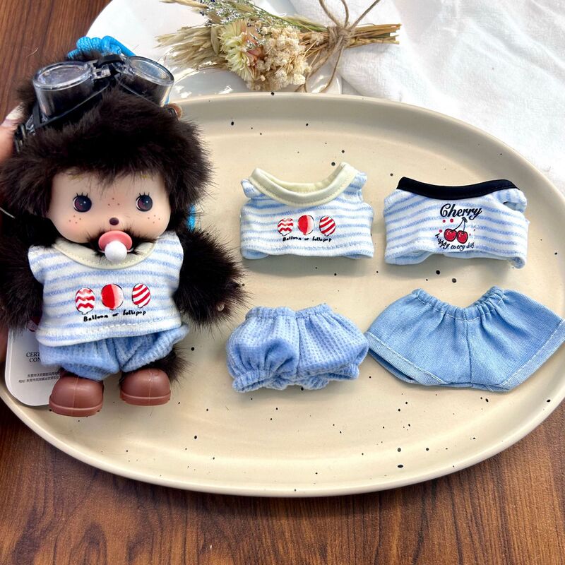 New 10cm Cotton Doll Sleeveless Outfit, 15cm Monchhichi Dog Replaceable Doll Clothes and Accessories