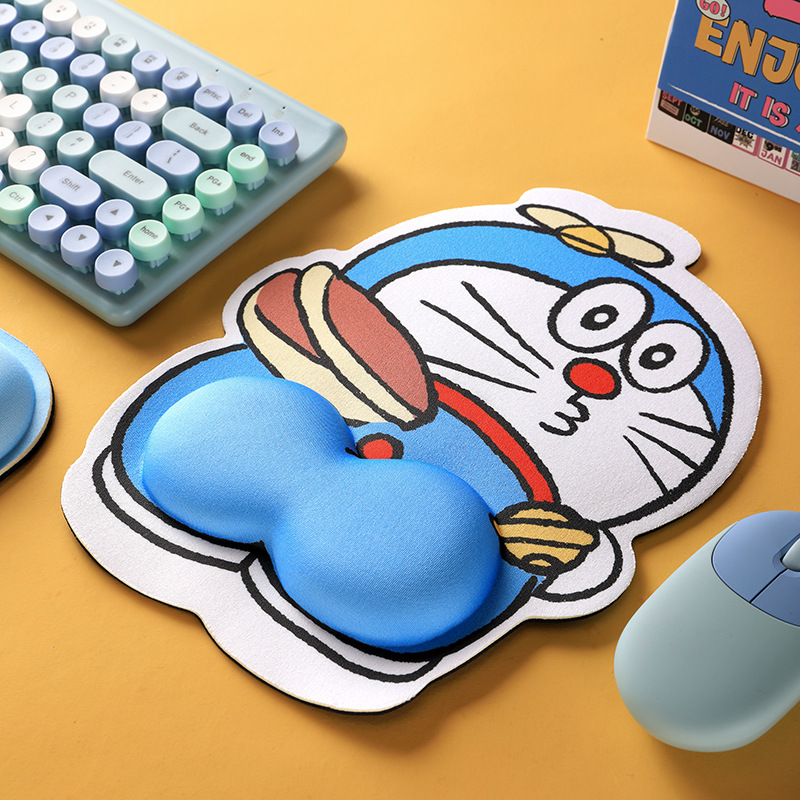 Protector de muñeca 3D lindos dibujos animados computadora portátil de oficina es memoria algodón muñeca de goma protector de muñeca de color sólido