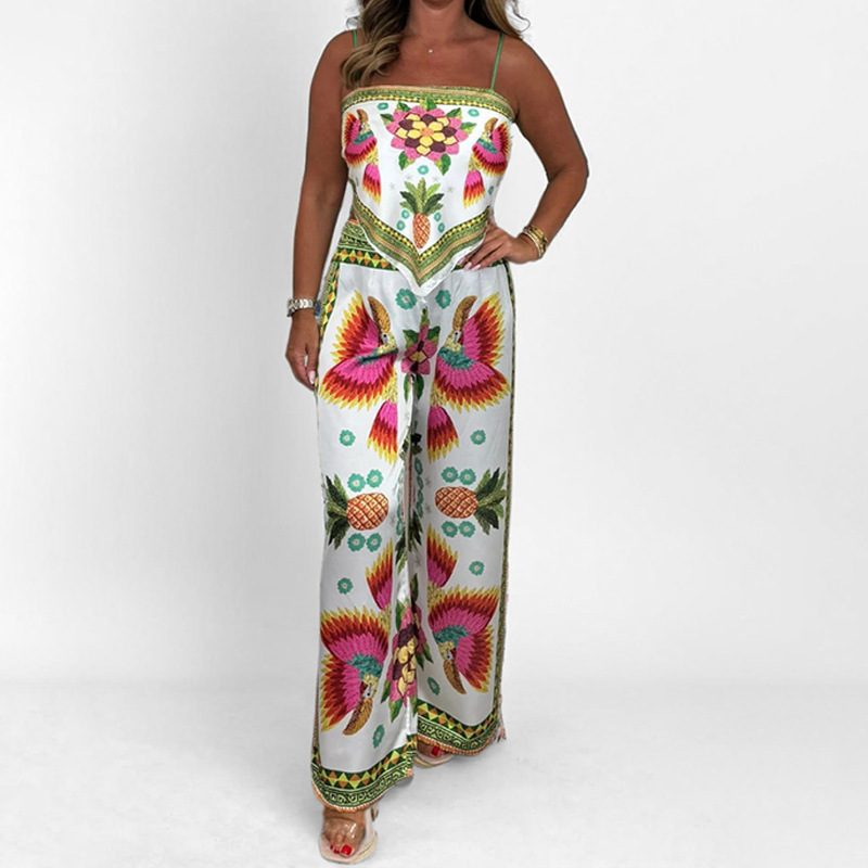 Elegant Summer Printed Strap Shorts Suit For Women Fashionable_voghion.com