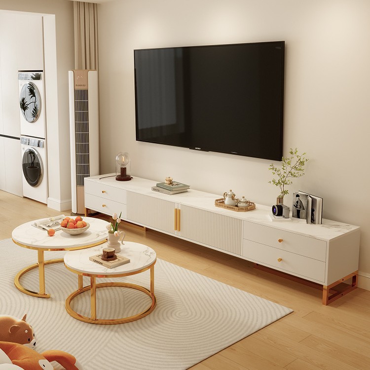 Gabinete de televisión sala de estar doméstica piso pequeño tipo 2025 nuevo almacenamiento en una mesa de té combinación de gabinete de televisión