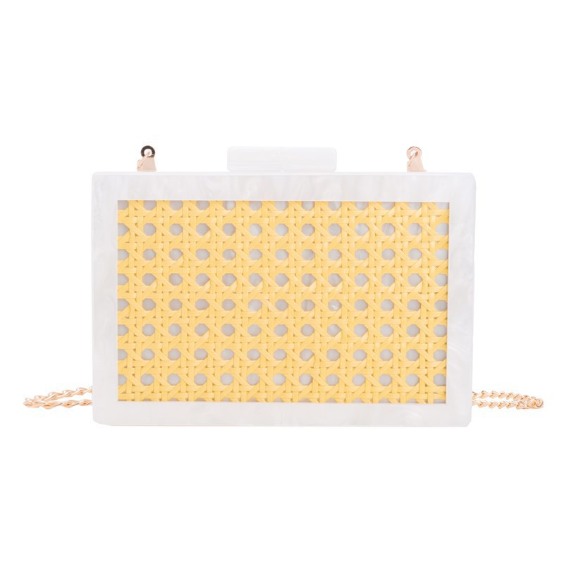 Comercio exterior transfronterizo damas nueva moda de fiesta de caña bolsa acrílica bolsa de cena de hombro único bolsa de mano de banquete inclinada