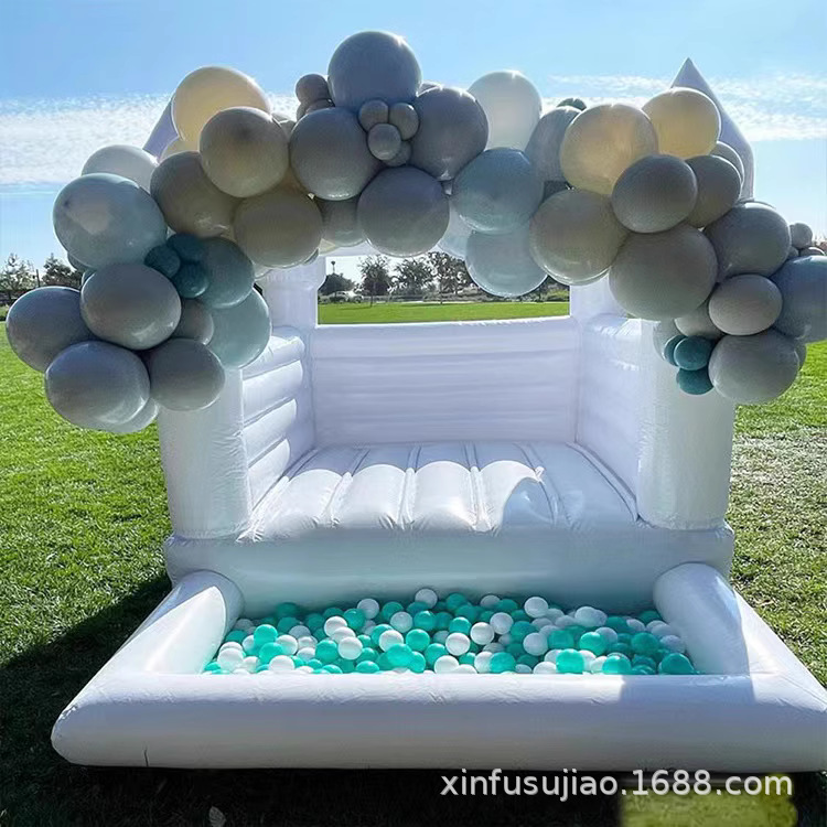Directo de fábrica castillo inflable al aire libre gran trampolín estilo europeo blanco boda trampolín propuesta fotografía apoyos