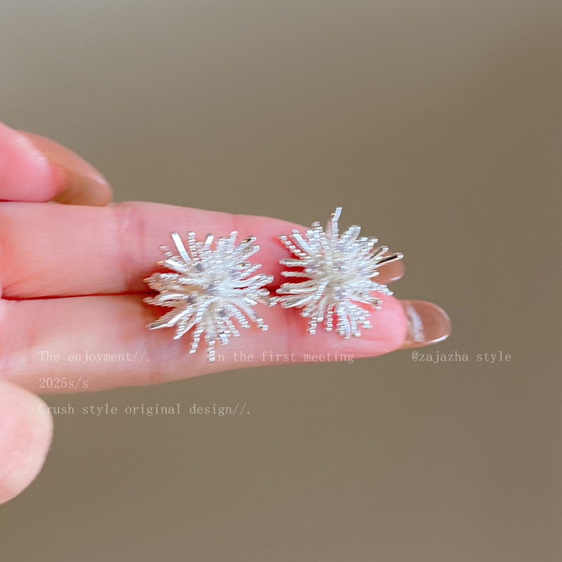 Summer cute universal earrings, flowered, high-quality style, silver 925 sample