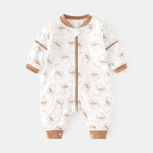 Baby sleeping bag spring and autumn winter padded leged zipper baby sleepwear newborn pull-up multifunctional kick-proof blanket