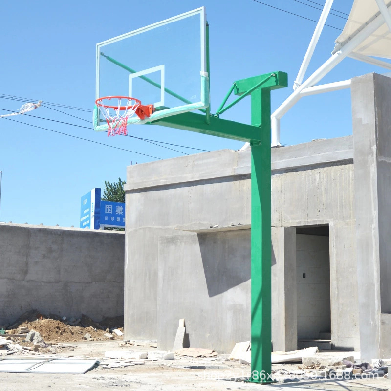 Fabricante de rack de baloncesto de tubería cuadrada en forma de T tipo elevador al aire libre enterrado rack de baloncesto estándar de entrenamiento doméstico para adultos