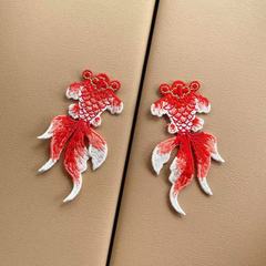 錦鯉刺繍金魚布デカール手作りdiy髪飾りヘアピン衣装破れ穴貼り中国風装飾材料
