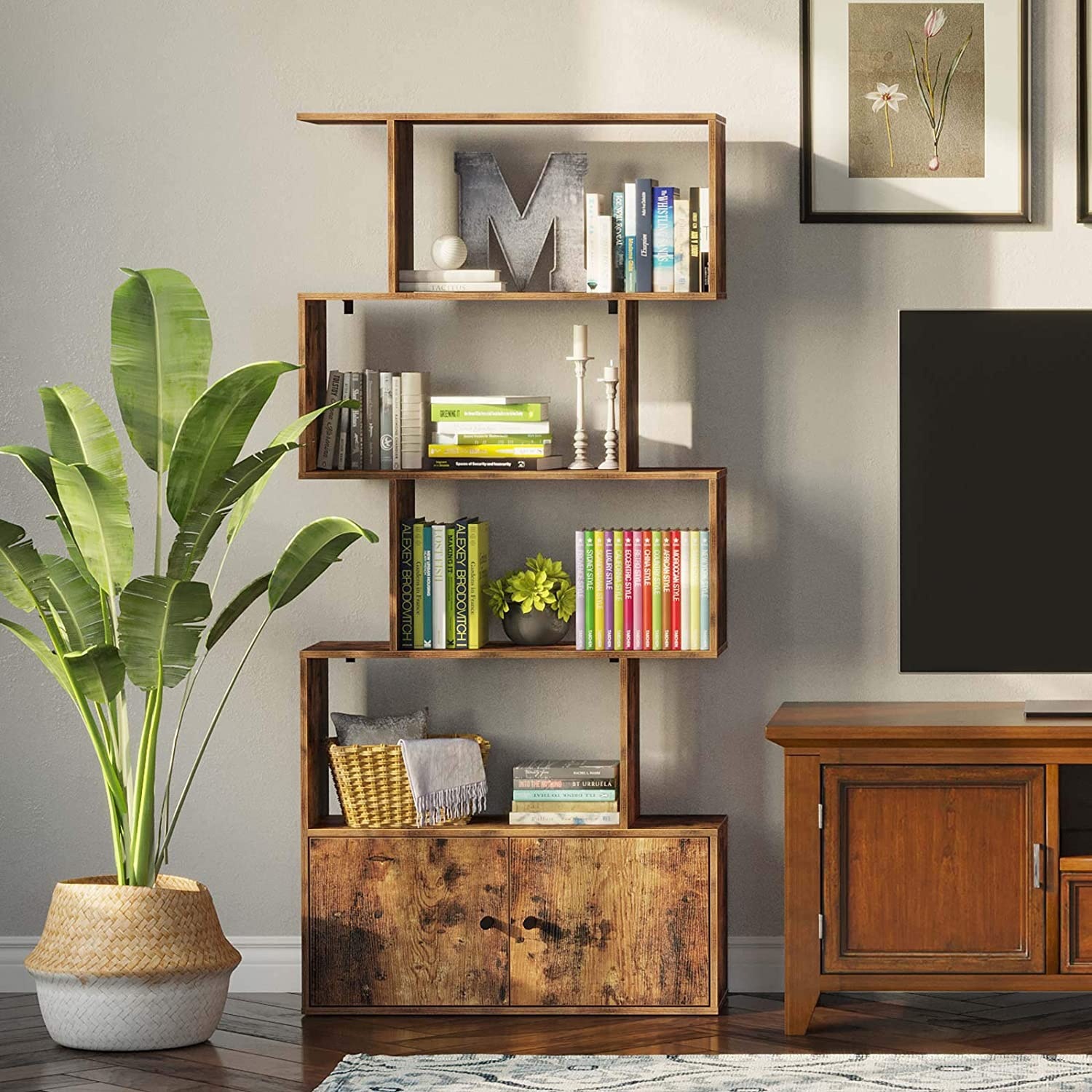 Office Living Room Floor-Standing Iron Display Rack Partition Storage Rack Simple Bookshelf Home Combination Bookcase Storage Rack