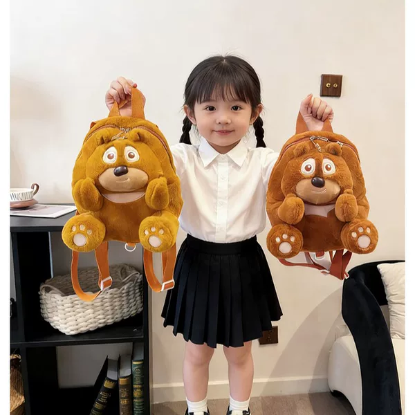 Cute Bear and Big Bear Plush Toy Backpack, Popular Online Cute Backpack for Middle and Small Classes, Kindergarten School Bag Gift