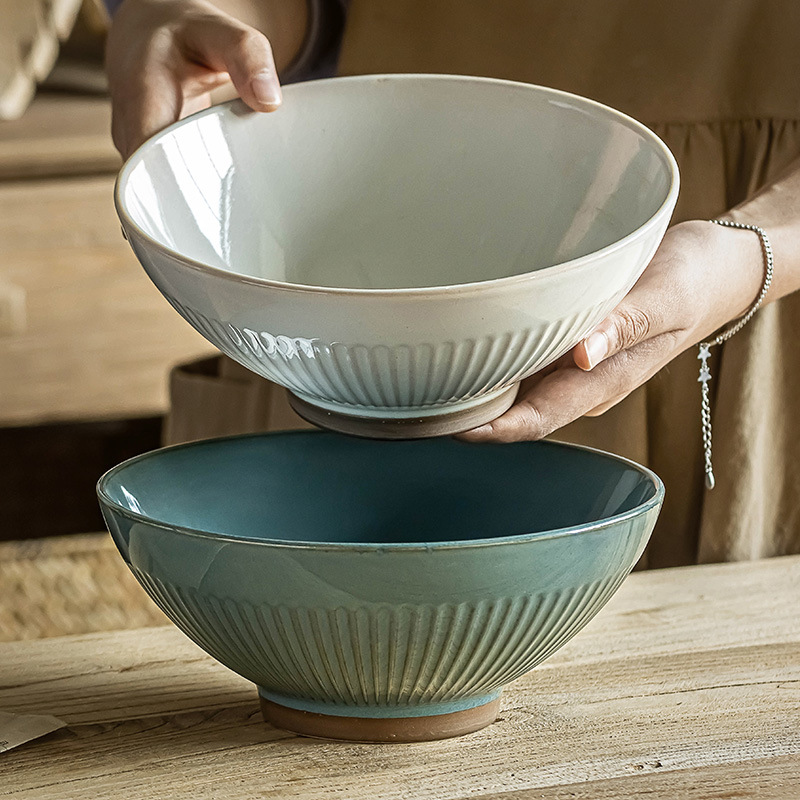 Recomendar japonés retro cubo tazón de fideos de cerámica tazón de sopa hogar ensalada de frutas tazón ramen tazón al por mayor ligeramente defecto