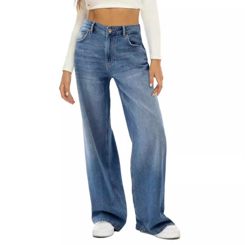 European and American Foreign Trade Cat Maliu Loose Wide Leg Jeans Women