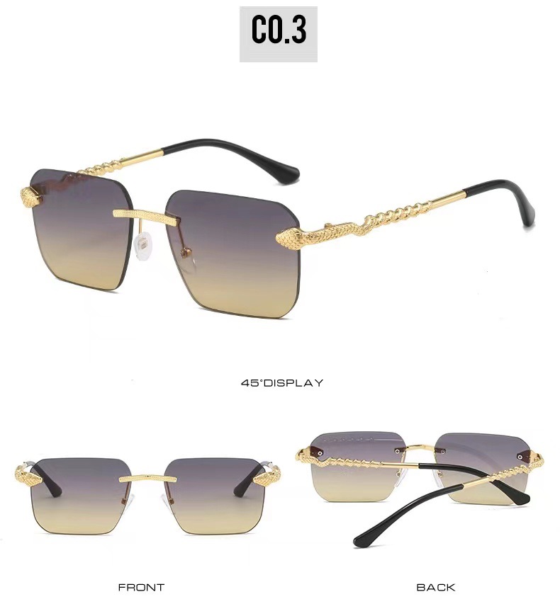 Fashion Square Snake Metal Sunglasses For Women Minimalist Style_voghion.com