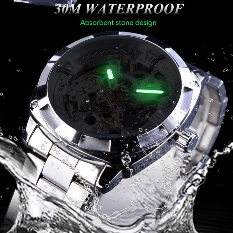 Entrega de una pieza Forsining reloj mecánico automático casual reloj de hombre hueco reloj de hombre reloj mecánico automático