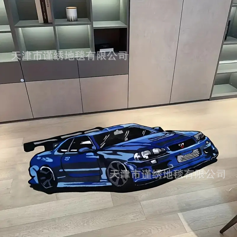 Cross-Border Cool Car Imitation Cashmere Floor Mats, Car Fan Decoration, Non-Slip Foot Mats, Easy-Care Entryway Doormats