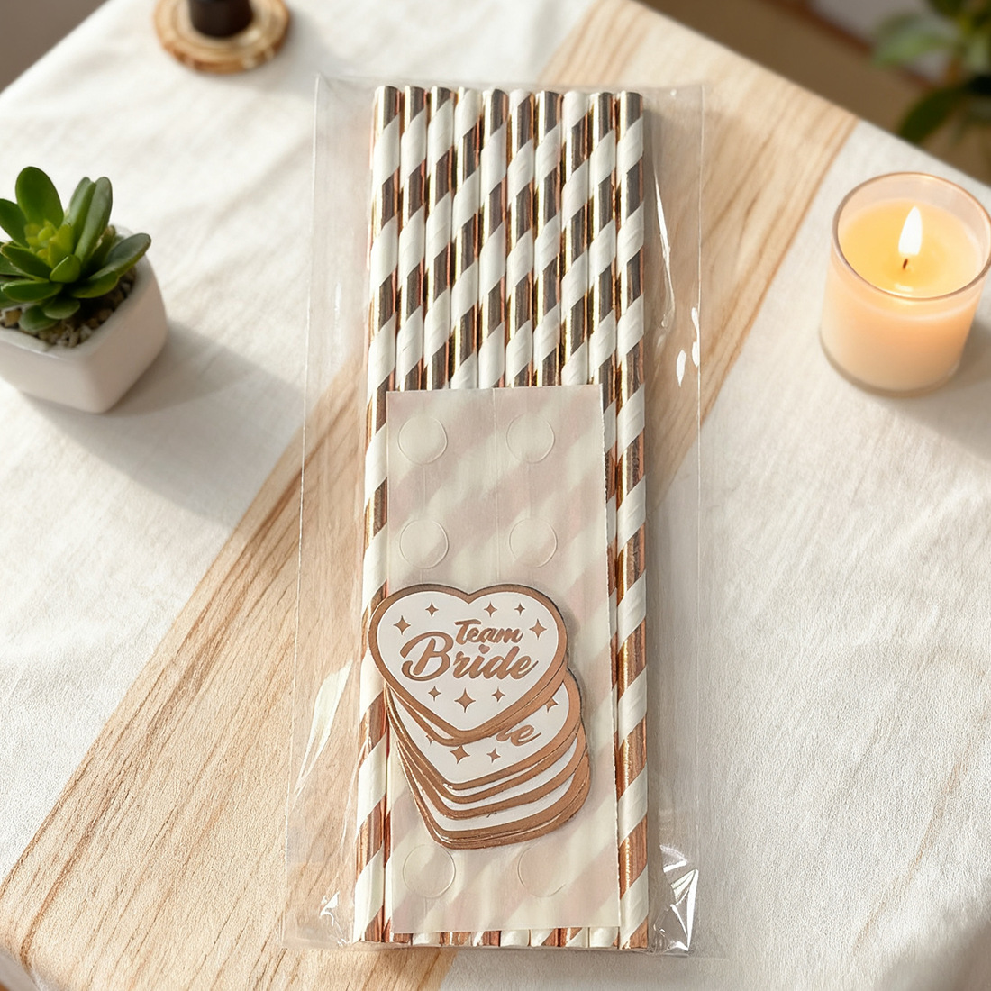 Stripes de oro rosa + letras de amor