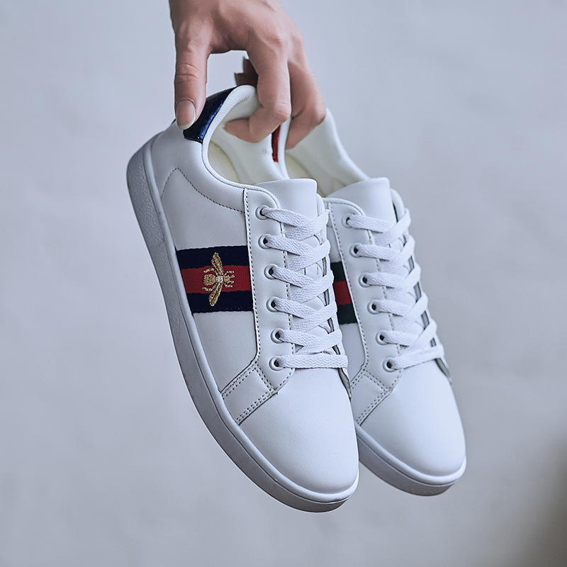 European Station Little Bee White Shoes Men's and Women's Shoes Putian Casual Sneakers Trendy All-match Embroidered Men's Shoes high quality
