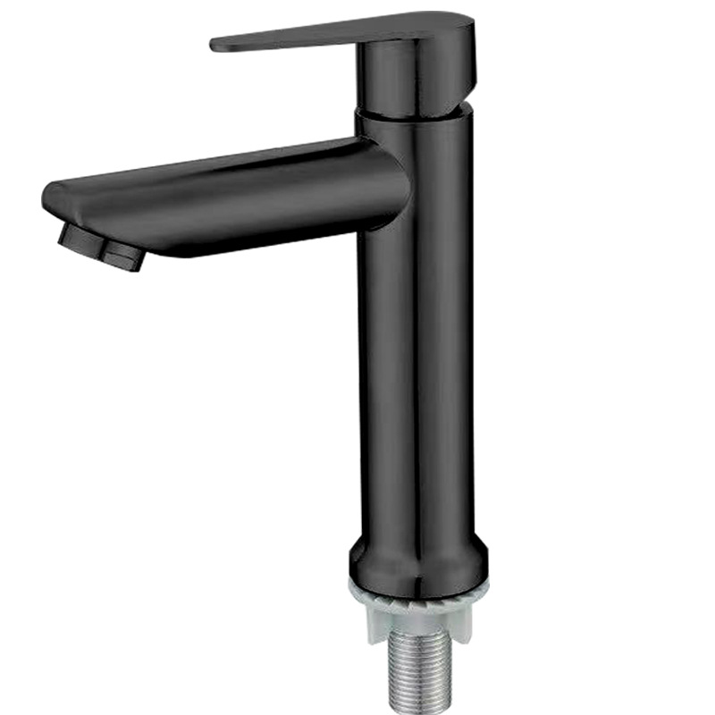 Grifo de lavabo de acero inoxidable 304, lavabo de columna de un solo orificio de agua fría, mesa de lavabo de cerámica, lavabo superior e inferior, grifo de lavabo