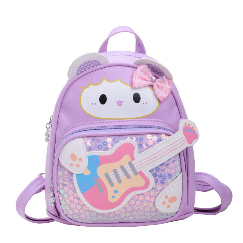 Mochila para niños y niñas de guitarra linda de dibujos animados, mochila para bebés de jardín de infantes, mochila para niños con lentejuelas de moda nueva