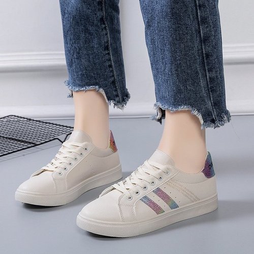  summer and autumn store new sneakers PU leather round toe ribbon fashion casual shoes student shoes small white shoes