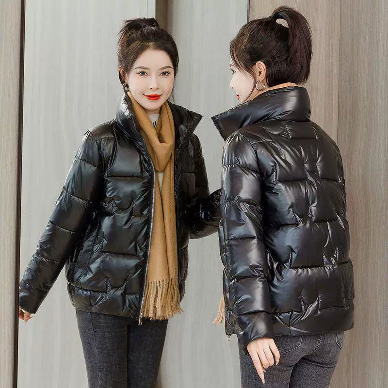 Winter short down jacket with down, brace, Korean style, oversize, increased thickness, slim fit