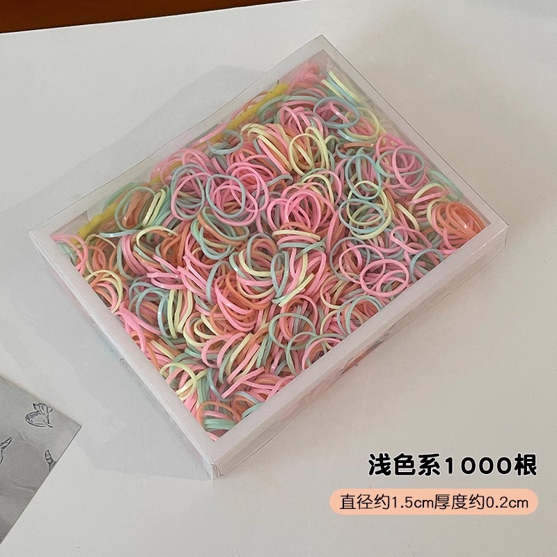 Desechable pequeña banda de goma colorida de las mujeres pequeña cubierta de cuero lazo de pelo cuerda de pelo no duele el pelo alto elástico banda de pelo de los niños tocado