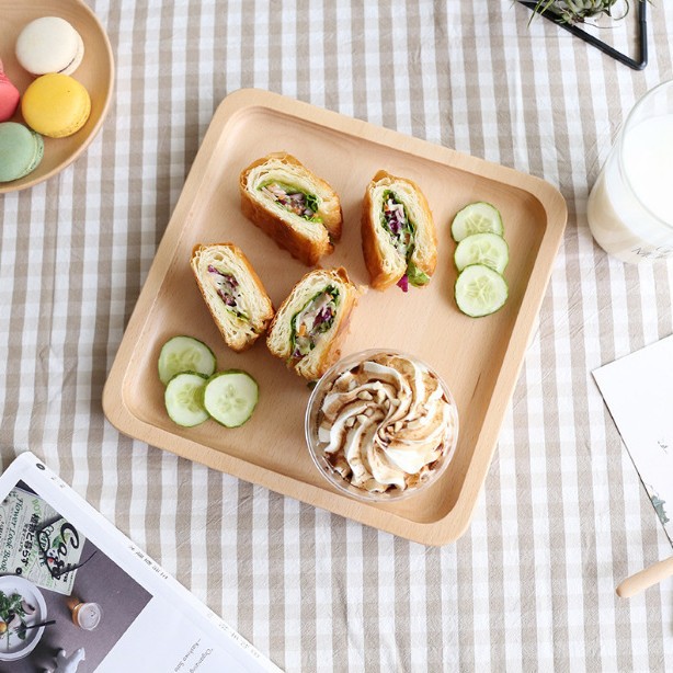 Es estilo japonés estilo bandeja de madera hogar bandeja de té madera maciza vintage pan postre almacenamiento creativo decoración placa de cocina