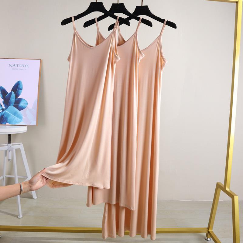 Modal Suspbottomer Skirt Women's Summer A-Line Dress Long Skirt Lined Skirt Loose Mid-Length V Neck Vest Bottoming Skirt