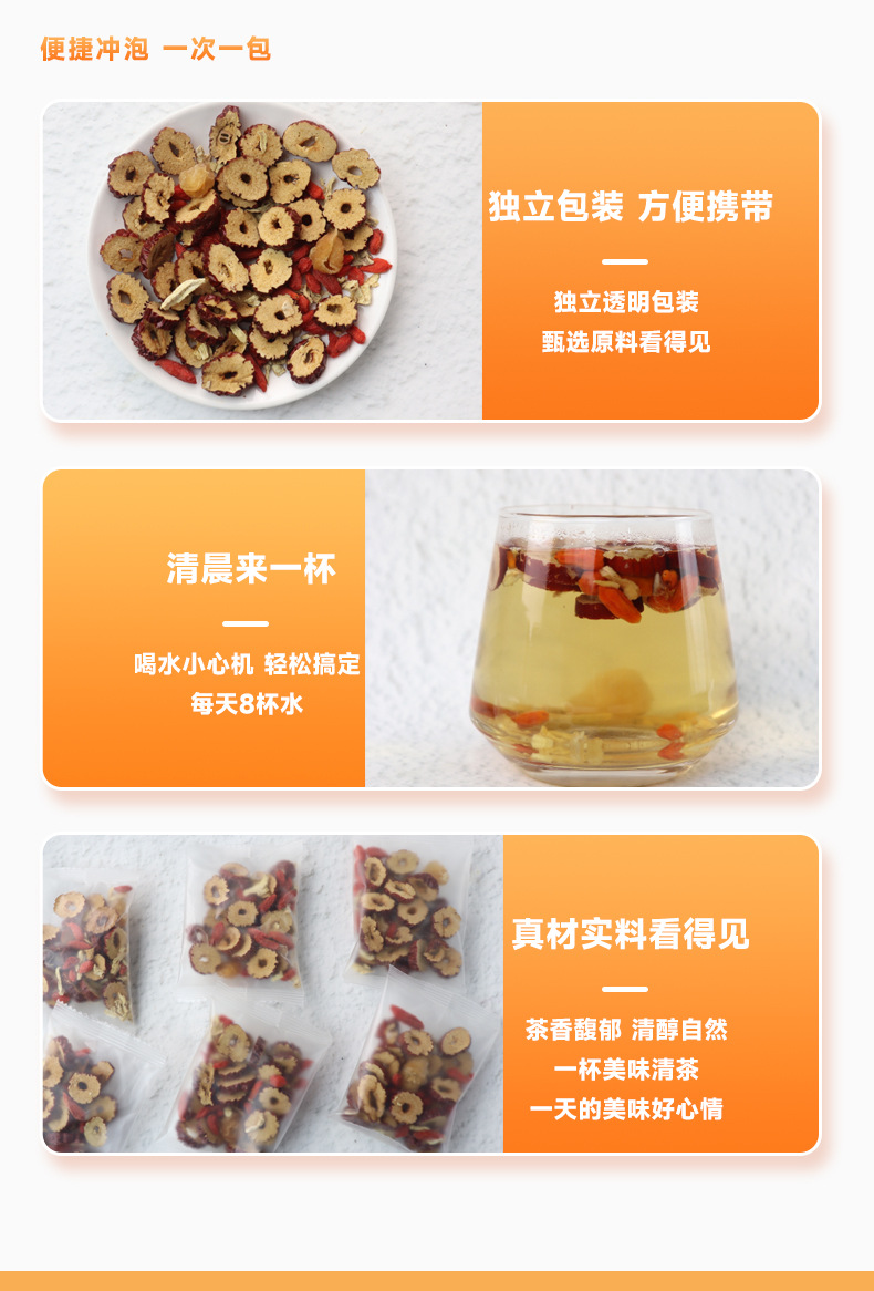 Longan Red Date Dried Ginger Herbal Tea, 150g Boxed, Unspiced, No Sugar Added, for Women's Daily Rituals detail image