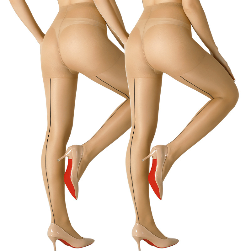 Medias sexy primavera y verano delgadas europeas y americanas anti-gancho de seda línea trasera de medias negras de acero al por mayor transfronterizas