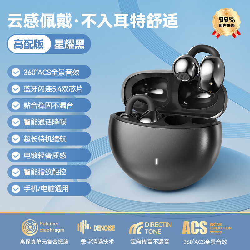 イヤークリップ Bluetooth ヘッドセットワイヤレスオープン空気骨伝導非インイヤー工場卸売 2025 新しいヘッドセット|undefined