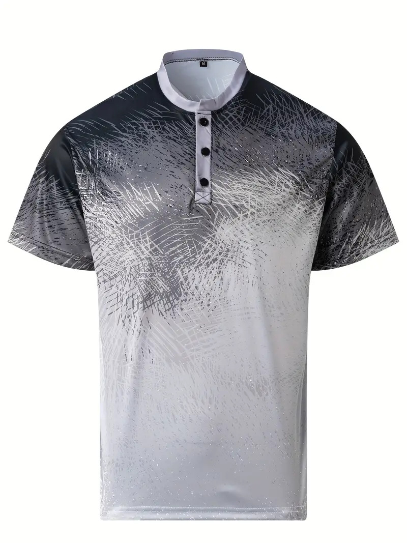 Polo da uomo casual a righe sfumate con collo alla coreana_voghion.com
