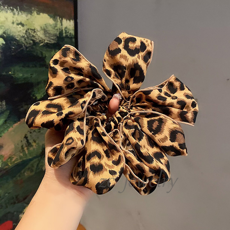 新款甜酷豹纹大肠发圈女布艺高级感扎发绳高级感马尾辫皮筋发饰|undefined