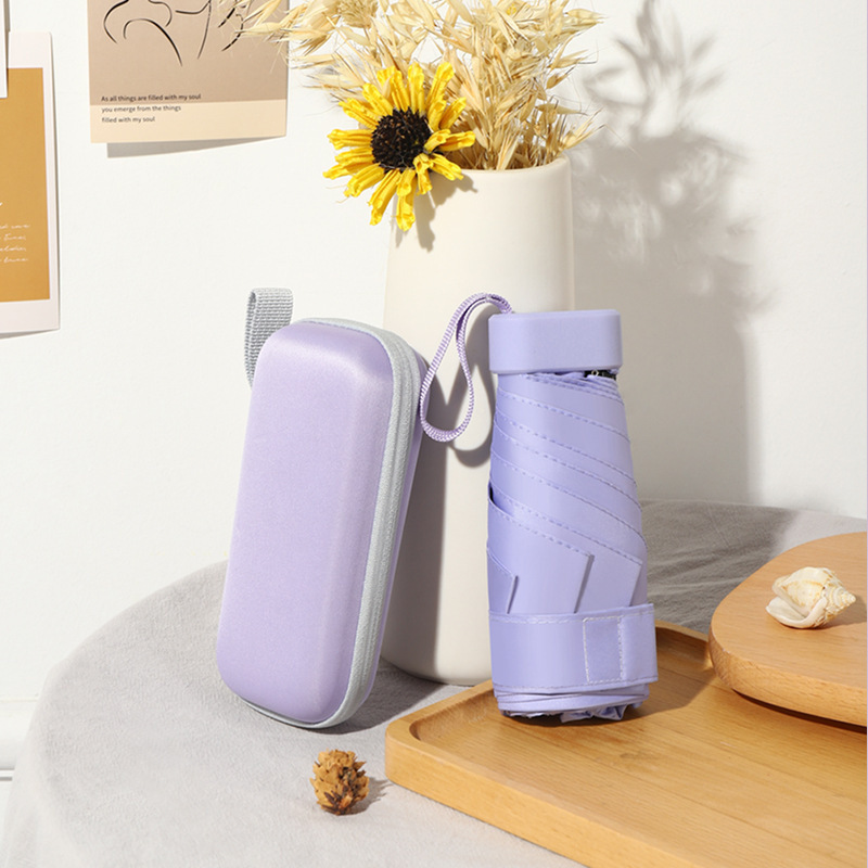 Luz natural de vinilo ligera con paraguas portátiles de protección solar UV lluvia cápsula de doble propósito con paraguas de seis plegadas