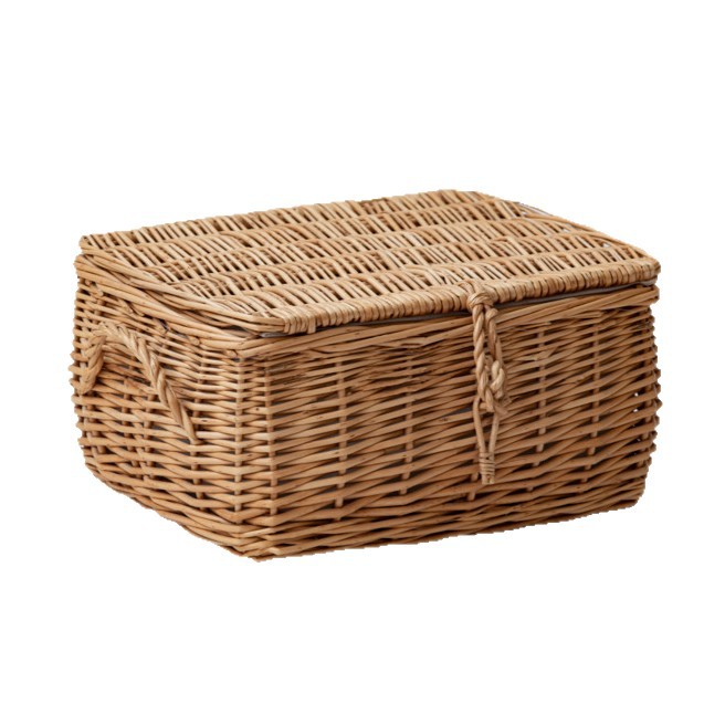 Cesta de almacenamiento de caña personalizada con cubierta caja de almacenamiento de tejido de sauce ropa doméstica juguetes gran capacidad de acabado cesta de almacenamiento