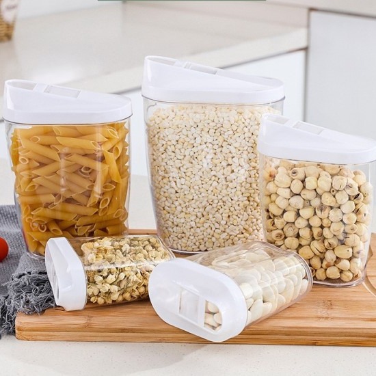 Factory Direct Sales Transparent Five-Piece Household Sealed Jar Plastic Storage Food Dried Fruit Jar Kitchen Drying