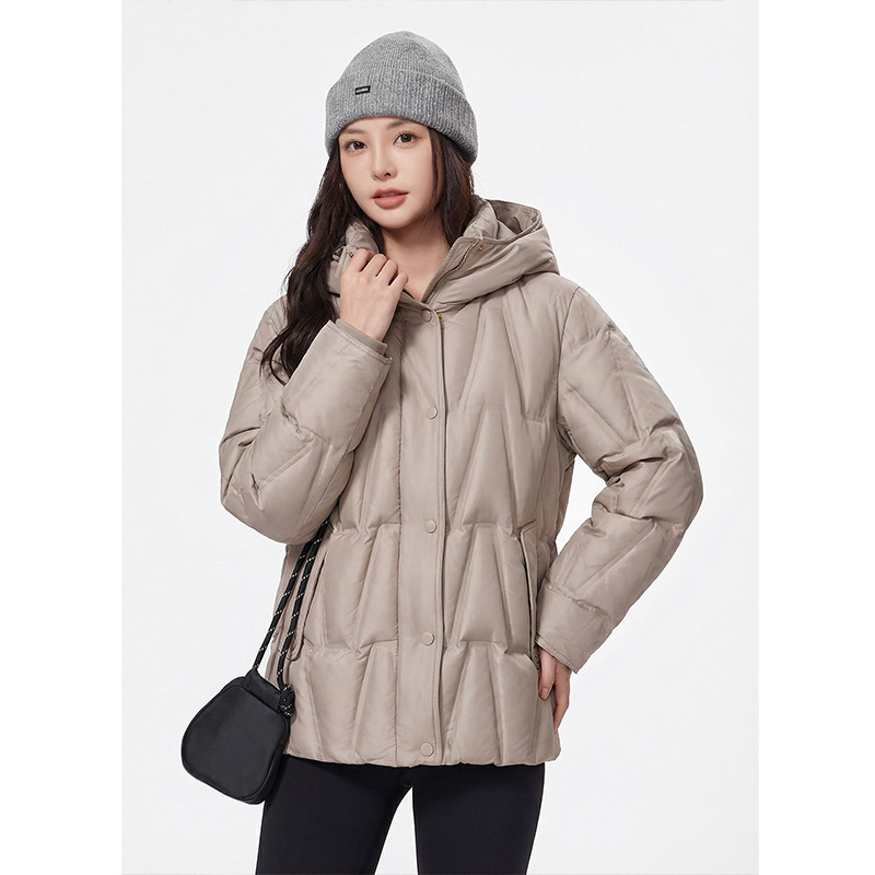 【Lang*Dingdan】Hooded Long-Sleeve Green Velvet down Jacket for Women, New Autumn/Winter 2025 Model, 90% White Duck down Coat