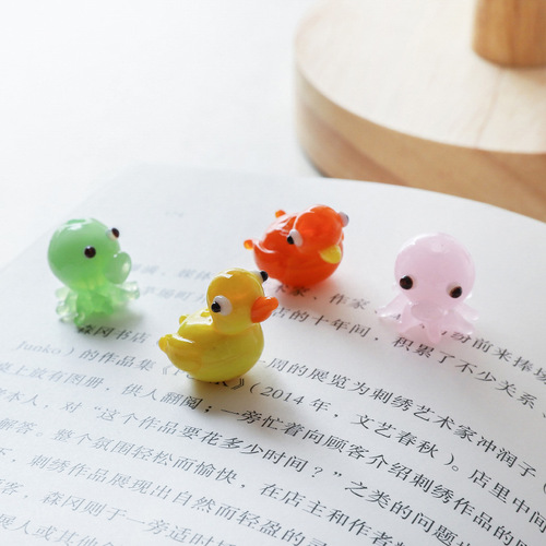 Japanese cute bracelet charm accessory octopus duck shape ornament creative home cartoon glass desk ornament