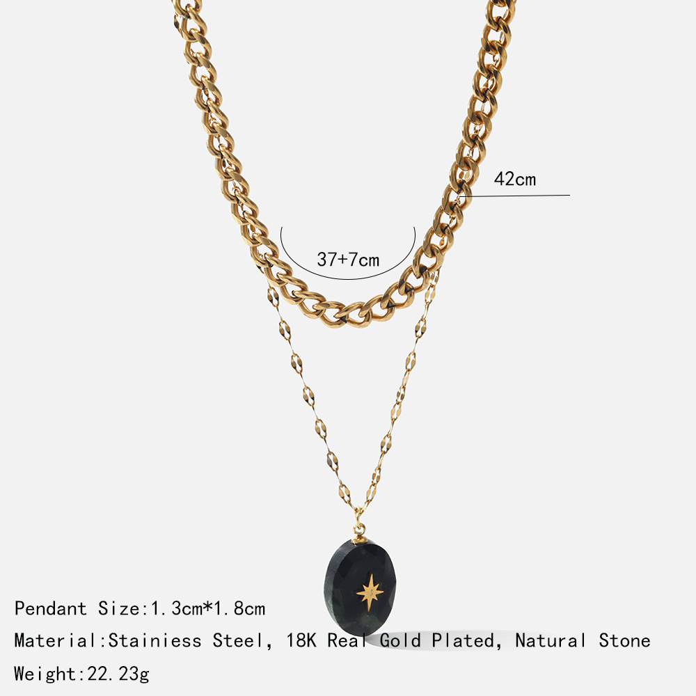 1 Piece Fashion Geometric Stainless Steel Plating Layered Necklaces_colorza_5