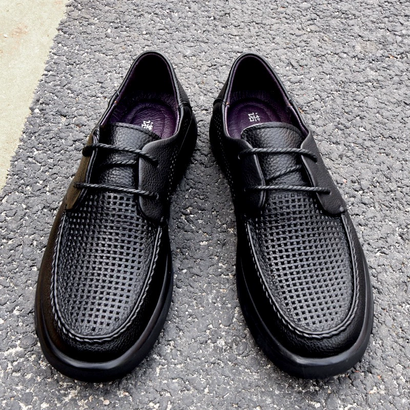 Летние полые мужские туфли с круглой головой