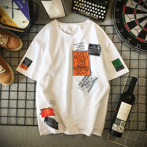 Men's Summer Short Sleeve T-Shirt, Trendy Streetwear, New Ins Style, Five-Button Sleeve Top, Loose Half-Sleeve T-Shirt, Korean Style