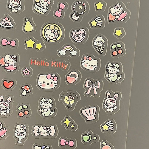 The same cute Hello Kitty cat nail sticker embossed 3D Kitty cat kt water cup phone sticker