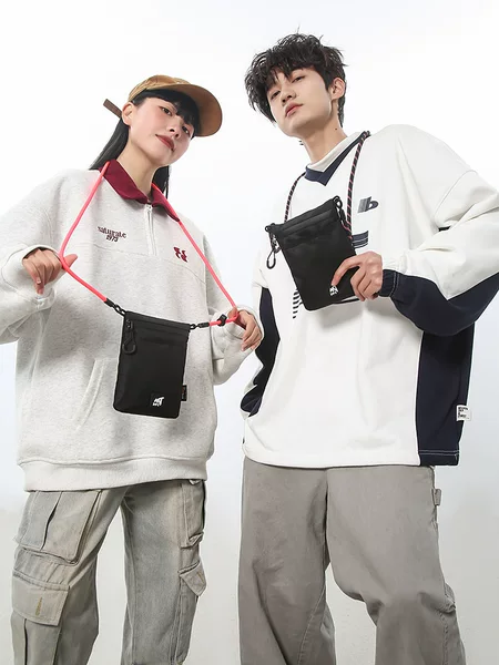 Ins Trendy Brand Lanyard Nylon Small Shoulder Bag Boys Original Niche Commuter Mobile Phone Bag Girls Crossbody Small Shoulder Bag