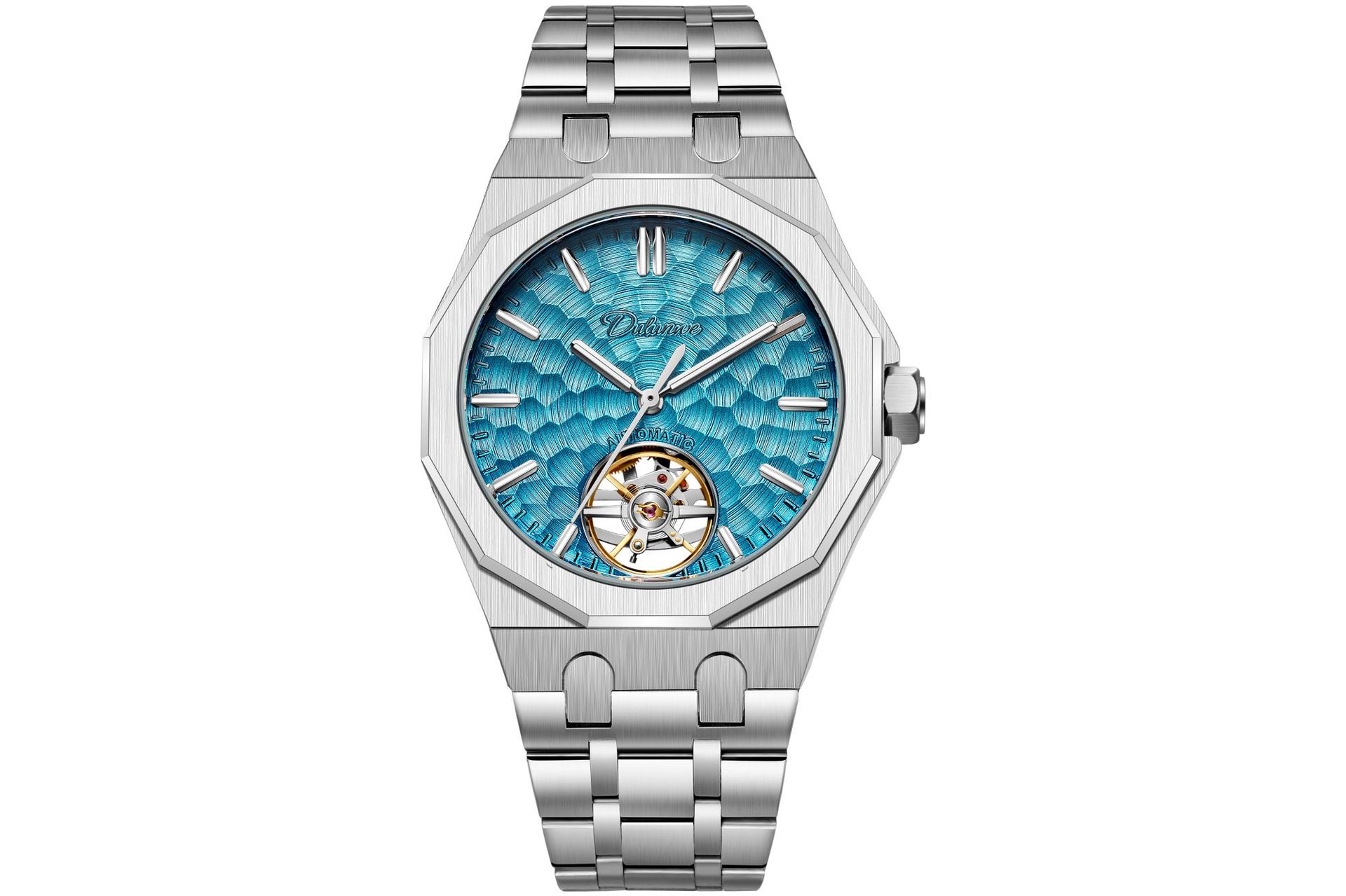 Durenwei Herren-Automatikuhr Tourbillon Stahlarmband