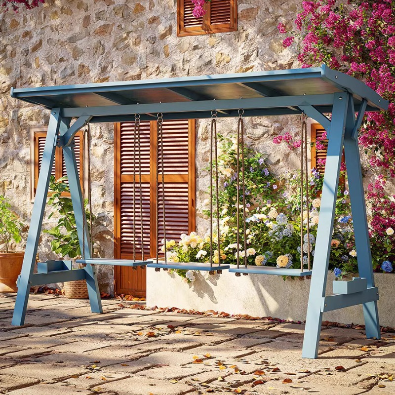 Outdoor Swing Small Courtyard Rocking Chair Outdoor Anti-Corrosion Wooden Hanging Chair Furniture Adult and Kidsren Internet Celebrity Decorative Solid Wood